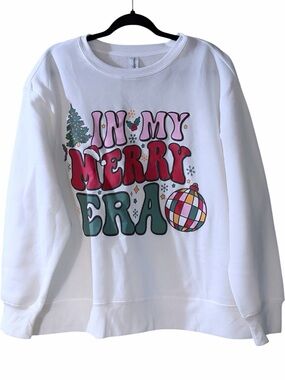 NWOT Plus Size White Christmas Holiday Graphic Sweatshirt 2X